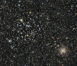 M35 is the large loose cluster on the left, and NGC 2158 is the smaller tighter cluster on the right.